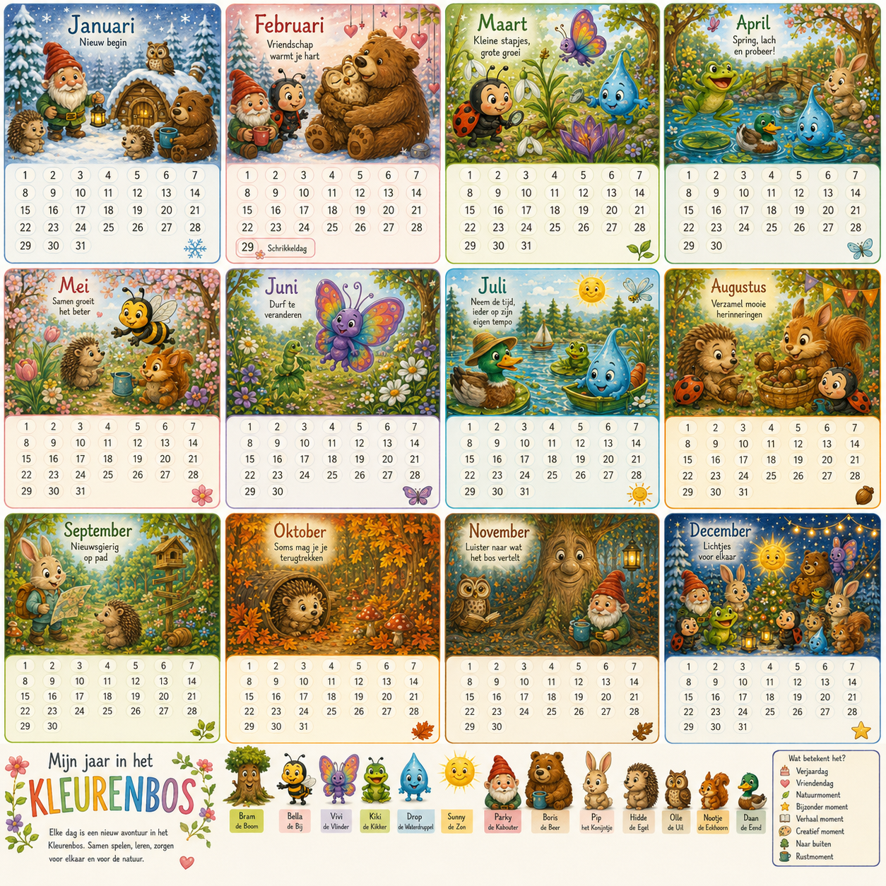 Kleurenbos jaarkalender